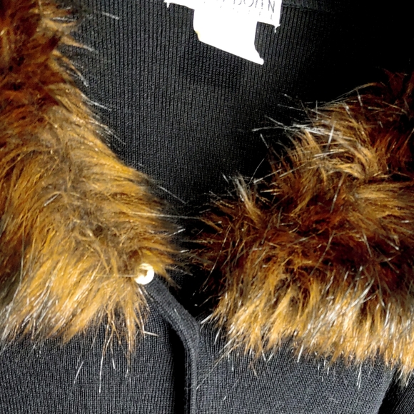 Nancy Bolen Womens Belted Black Wool Mix Faux Fur Collar Cuffs Coat Sz M EUC - Picture 6 of 9